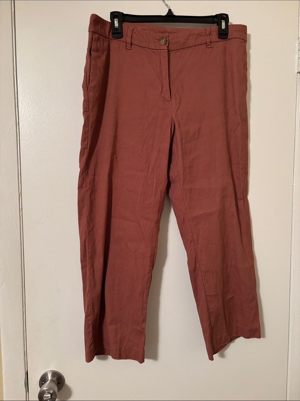 J. Jill Straight-Leg Pants in Dusty Rose Brick Linen Stretch 12